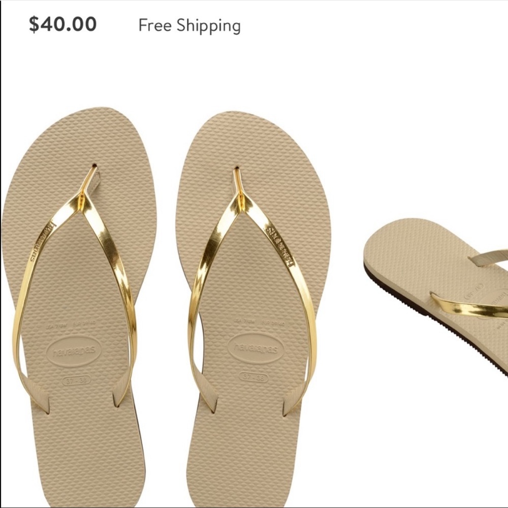 Havainias gold leather sandals